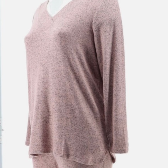 Nina Leonard Women’s Set Pullover V-Neck Top Tapered Bottom Space Dyed Blush XS - Picture 6 of 8